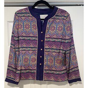 Vtg Adrianna Papell Womens Floral‎ Silk Jacket Size 8 90s Indie Fairy Old Money